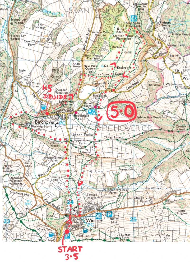 28. Stanton Moor walk map